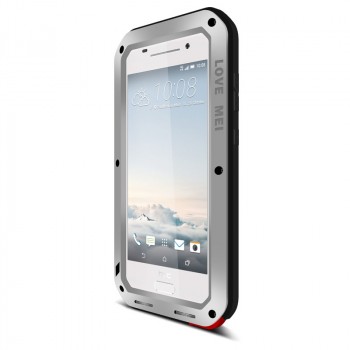 Антиударный пылевлагозащищенный премиум чехол металл/силикон/поликарбонат для HTC One A9 Серый