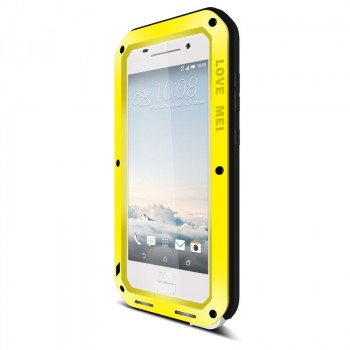 Антиударный пылевлагозащищенный премиум чехол металл/силикон/поликарбонат для HTC One A9 Желтый