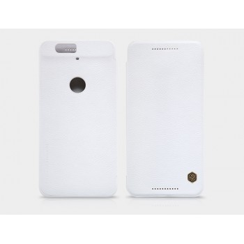 Чехол флип на пластиковой основе с текстурным покрытием Кожа для Google Huawei Nexus 6P Белый