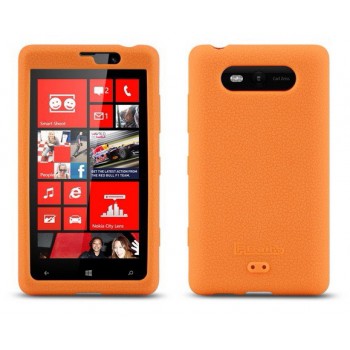 Силиконовый премиум софт-тач чехол для Nokia Lumia 820 Оранжевый