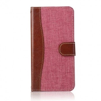Чехол портмоне подставка с джинсовой текстурой, магнитной защелкой и пластиковой основой для LG G5 Розовый