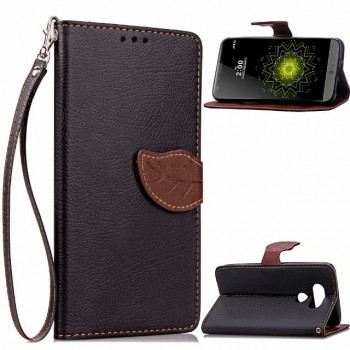 Чехол портмоне подставка на силиконовой основе с дизайнерской магнитной защелкой для LG G5 Черный