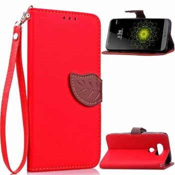 Чехол портмоне подставка на силиконовой основе с дизайнерской магнитной защелкой для LG G5 Красный