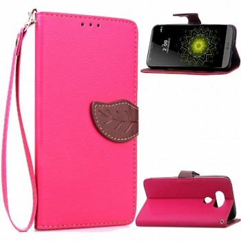 Чехол портмоне подставка на силиконовой основе с дизайнерской магнитной защелкой для LG G5 Пурпурный