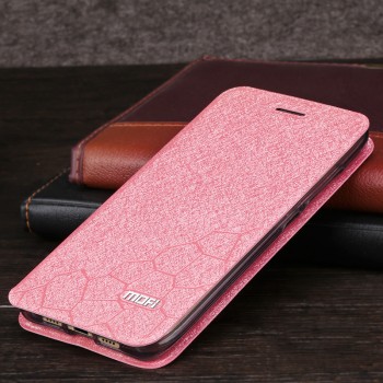 Чехол флип подставка на силиконовой основе текстура Соты для Xiaomi MI5 Розовый