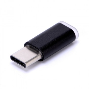 Ультракомпактный переходник USB type C - Micro USB текстура Металлик Черный