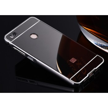 Гибридный двухкомпонентный чехол с металлическим бампером и поликарбонатной крышкой с зеркальным покрытием для Xiaomi Mi4S Черный