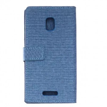 Чехол портмоне подставка с защелкой текстура Ткань для Alcatel OneTouch Pop Star 3G 5022d Синий