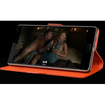 Кожаный чехол портмоне (нат. кожа) подставка для OnePlus 2 Оранжевый
