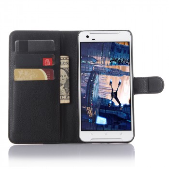 Чехол портмоне подставка для HTC One X9 с магнитной защелкой и отделениями для карт Черный