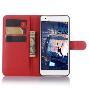 Чехол портмоне подставка для HTC One X9 с магнитной защелкой и отделениями для карт Красный