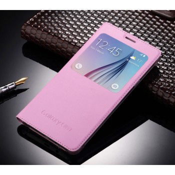 Чехол флип на пластиковой основе с окном вызова для Samsung Galaxy J7 (2016) Розовый