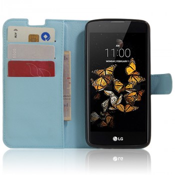 Чехол портмоне подставка с защелкой для LG K8 Голубой