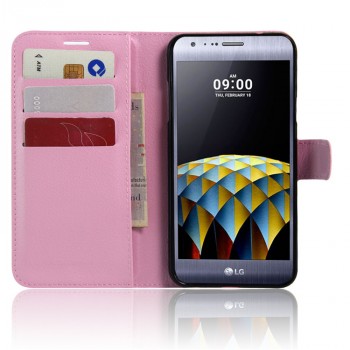 Чехол портмоне подставка с защелкой для LG X cam Розовый