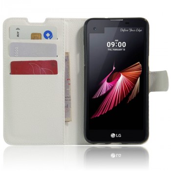 Чехол портмоне подставка на силиконовой основе с магнитной защелкой для LG X view Белый