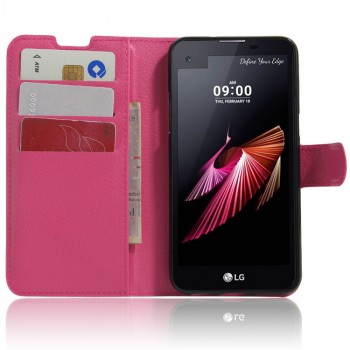 Чехол портмоне подставка на силиконовой основе с магнитной защелкой для LG X view Пурпурный