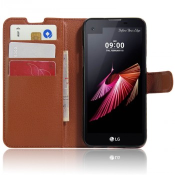 Чехол портмоне подставка на силиконовой основе с магнитной защелкой для LG X view Коричневый