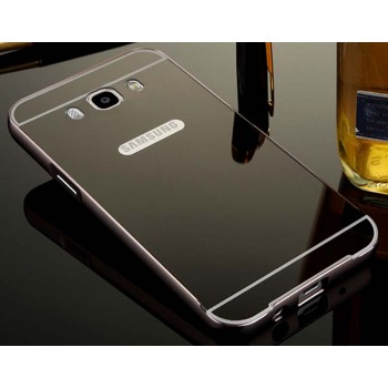 Гибридный металлический двухкомпонентный чехол и поликарбонатной крышкой с зеркальным покрытием для Samsung Galaxy J5 (2016) Черный