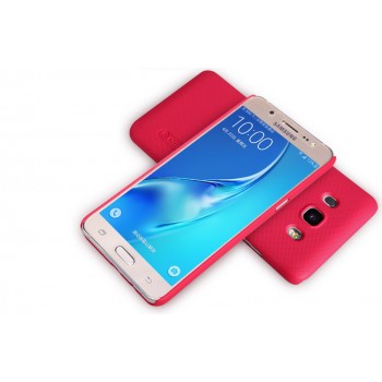 Пластиковый матовый нескользящий премиум чехол для Samsung Galaxy J5 (2016) Красный