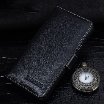 Кожаный чехол портмоне (нат. кожа) для Samsung Galaxy J5 (2016) Черный