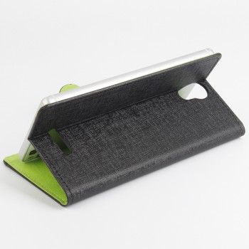 Текстурный чехол портмоне подставка на клеевой основе с защелкой для Doogee X6 Черный