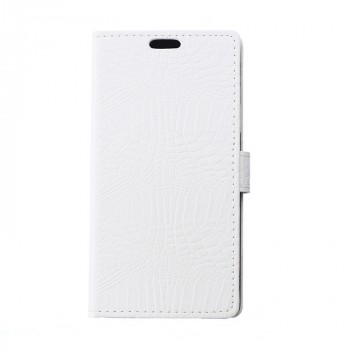 Чехол портмоне подставка с защелкой текстура Крокодил для Alcatel One Touch Pixi 4 (3.5) Белый