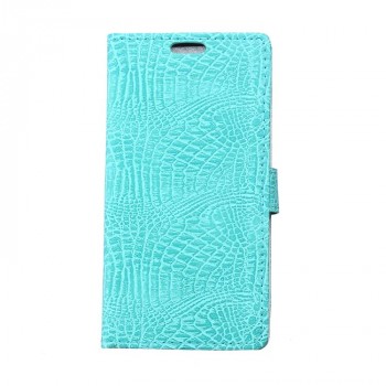Чехол портмоне подставка с защелкой текстура Крокодил для LG K5 Голубой