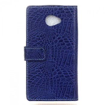Чехол портмоне подставка с защелкой текстура Крокодил для LG K5 Синий