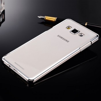 Пластиковый матовый полупрозрачный чехол с металлизированными границами для Samsung Galaxy A5 Белый
