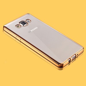 Силиконовый матовый полупрозрачный чехол с металлизированными границами для Samsung Galaxy A5