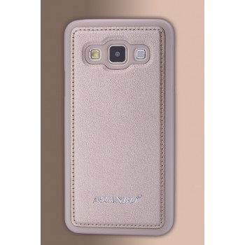 Силиконовый непрозрачный матовый чехол текстура Кожа для Samsung Galaxy A3 Бежевый