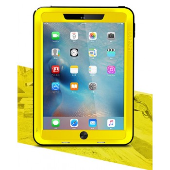 Эксклюзивный многомодульный ультрапротекторный пылевлагозащищенный ударостойкий чехол алюминиевый сплав/силиконовый полимер с закаленным защитным стеклом для планшета Ipad Pro 9.7 Желтый