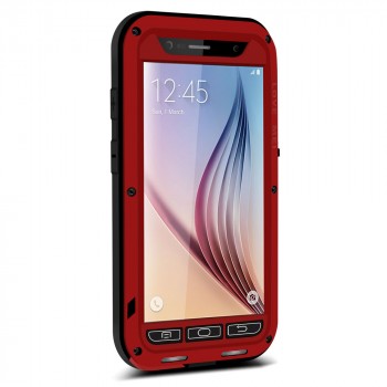 Эксклюзивный многомодульный ультрапротекторный пылевлагозащищенный ударостойкий нескользящий чехол алюминиево-цинковый сплав/силиконовый полимер для Samsung Galaxy S6 Красный