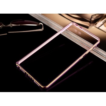 Металлический бампер с золотой окантовкой для Samsung Galaxy Core 2 Розовый