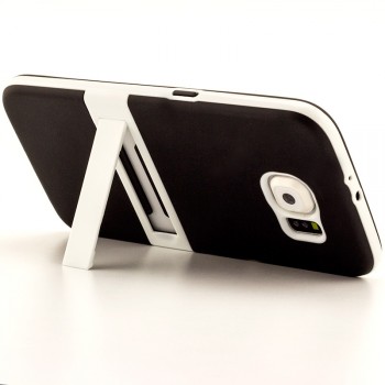 Двухкомпонентный силиконовый чехол с пластиковым бампером и подставкой для Samsung Galaxy S6 Черный