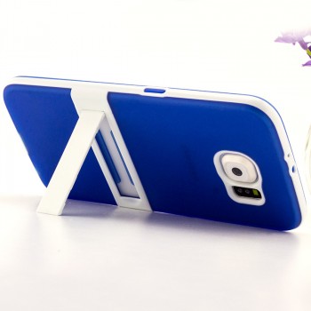 Двухкомпонентный силиконовый чехол с пластиковым бампером и подставкой для Samsung Galaxy S6 Синий