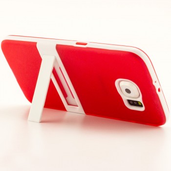 Двухкомпонентный силиконовый чехол с пластиковым бампером и подставкой для Samsung Galaxy S6 Красный