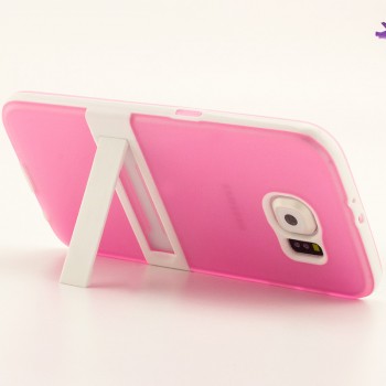 Двухкомпонентный силиконовый чехол с пластиковым бампером и подставкой для Samsung Galaxy S6 Розовый