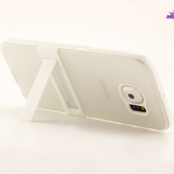 Двухкомпонентный силиконовый чехол с пластиковым бампером и подставкой для Samsung Galaxy S6 Белый