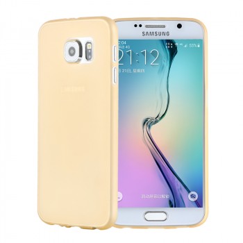 Силиконовый матовый непрозрачный экстратонкий чехол для Samsung Galaxy S6 Желтый