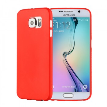 Силиконовый матовый непрозрачный экстратонкий чехол для Samsung Galaxy S6 Красный
