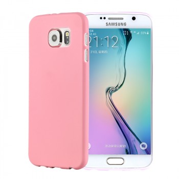 Силиконовый матовый непрозрачный экстратонкий чехол для Samsung Galaxy S6 Розовый