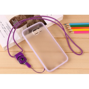 Гибридный матовый полупрозрачный чехол силикон/поликарбонат для Samsung Galaxy S6 Фиолетовый