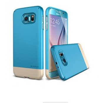 Пластиковый матовый непрозрачный сборный чехол повышенной защиты для Samsung Galaxy S6 Голубой