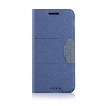 Текстурный чехол флип подставка на силиконовой основе с дизайнерской застежкой с отделением для карты для HTC Desire 530/630 Синий