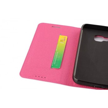 Текстурный чехол флип подставка на силиконовой основе с дизайнерской застежкой с отделением для карты для HTC Desire 530/630 Розовый