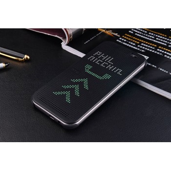 Точечный чехол смарт-флип с функциями оповещения для HTC One M9+ Черный