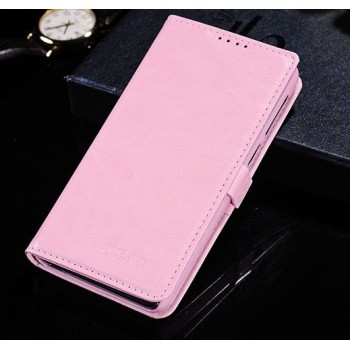 Чехол портмоне подставка глянцевая кожа для Lenovo S660 Розовый