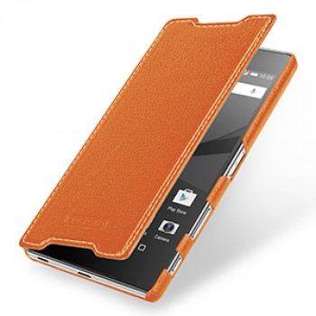 Кожаный чехол горизонтальная книжка (премиум нат. кожа) для Sony Xperia Z5 Premium