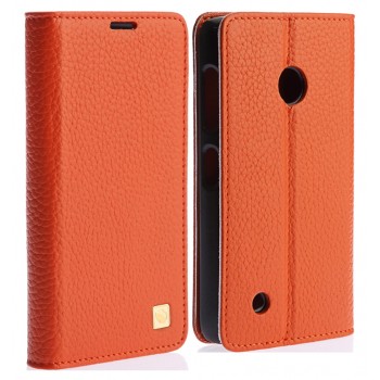 Кожаный чехол флип с пластиковым основанием для Nokia Lumia 530 Оранжевый